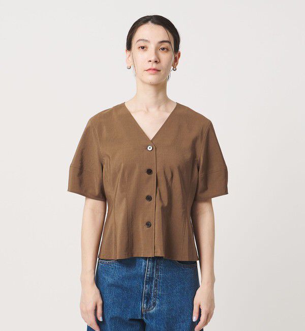 BEAUTY&YOUTH UNITED ARROWS「カーブスリーブ Vネック ブラウス UVカット 防シワ ウォッシャブル」|シャツ・ブラウス|