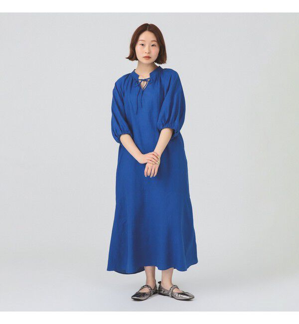 Ray BEAMS 「リネン バルーンスリーブ ワンピース」|ワンピース|BLUE