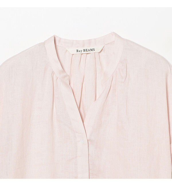 Ray BEAMS 「リネン スタンドカラー フレンチスリーブ シャツ」|シャツ・ブラウス|