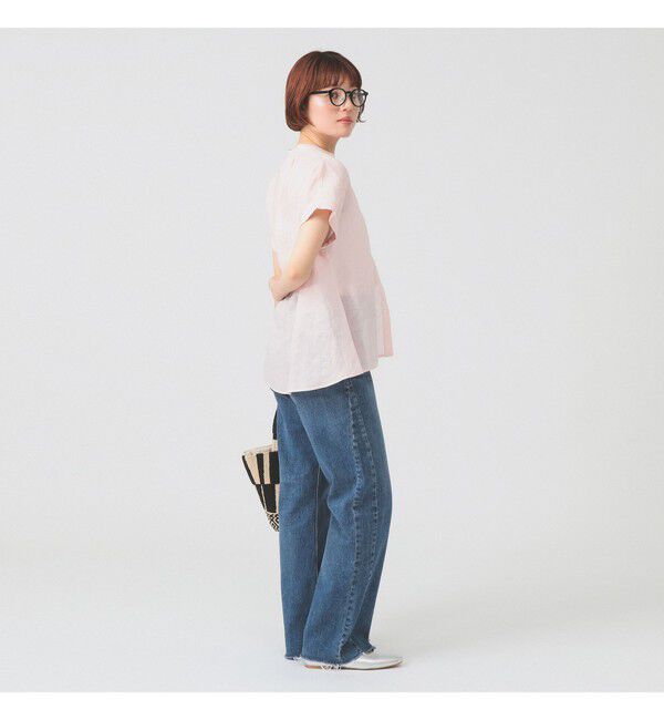 Ray BEAMS 「リネン スタンドカラー フレンチスリーブ シャツ」|シャツ・ブラウス|