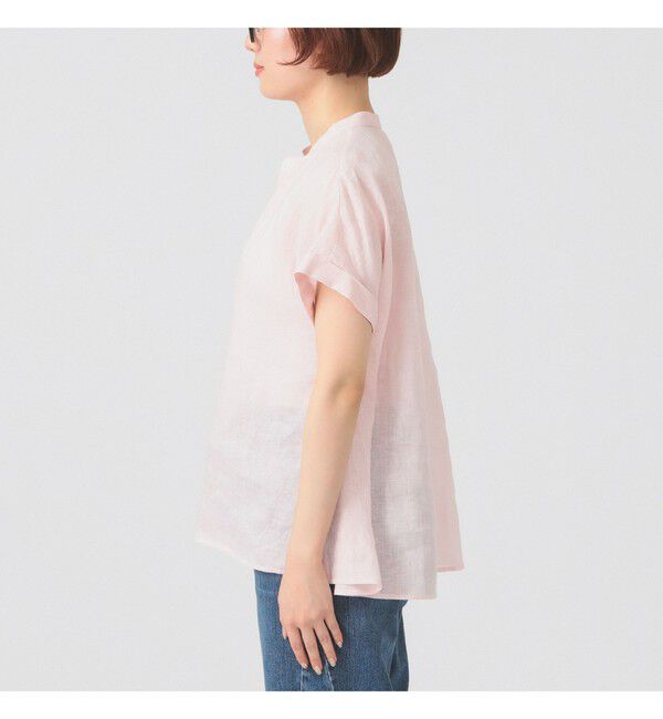 Ray BEAMS 「リネン スタンドカラー フレンチスリーブ シャツ」|シャツ・ブラウス|