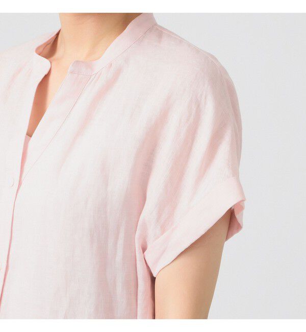 Ray BEAMS 「リネン スタンドカラー フレンチスリーブ シャツ」|シャツ・ブラウス|