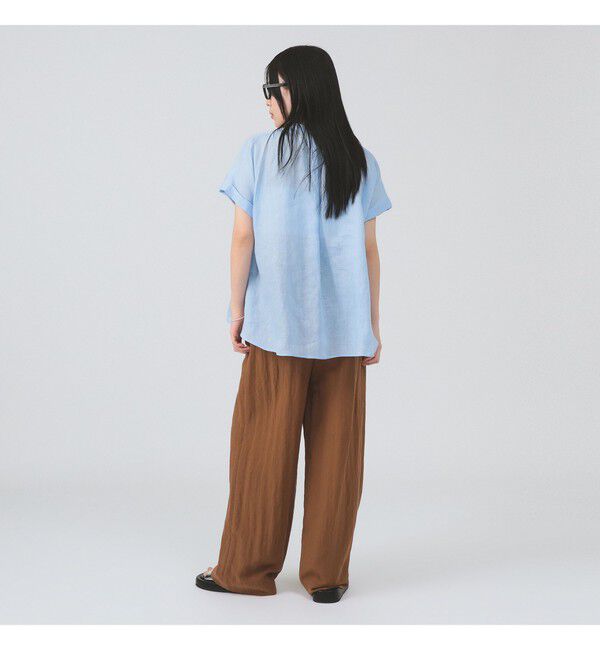 Ray BEAMS 「リネン スタンドカラー フレンチスリーブ シャツ」|シャツ・ブラウス|