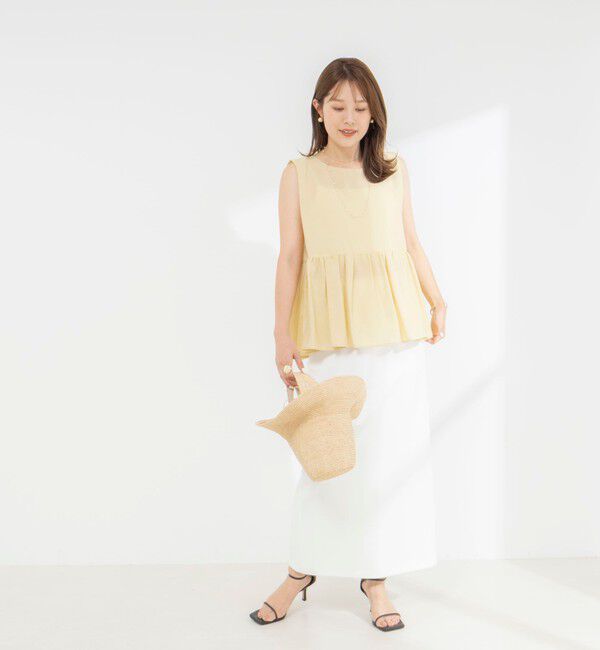 NOLLEY'S「《接触冷感》【BECシリーズ】ウォッシャブルシアーノースリーブペプラムブラウス」|シャツ・ブラウス|