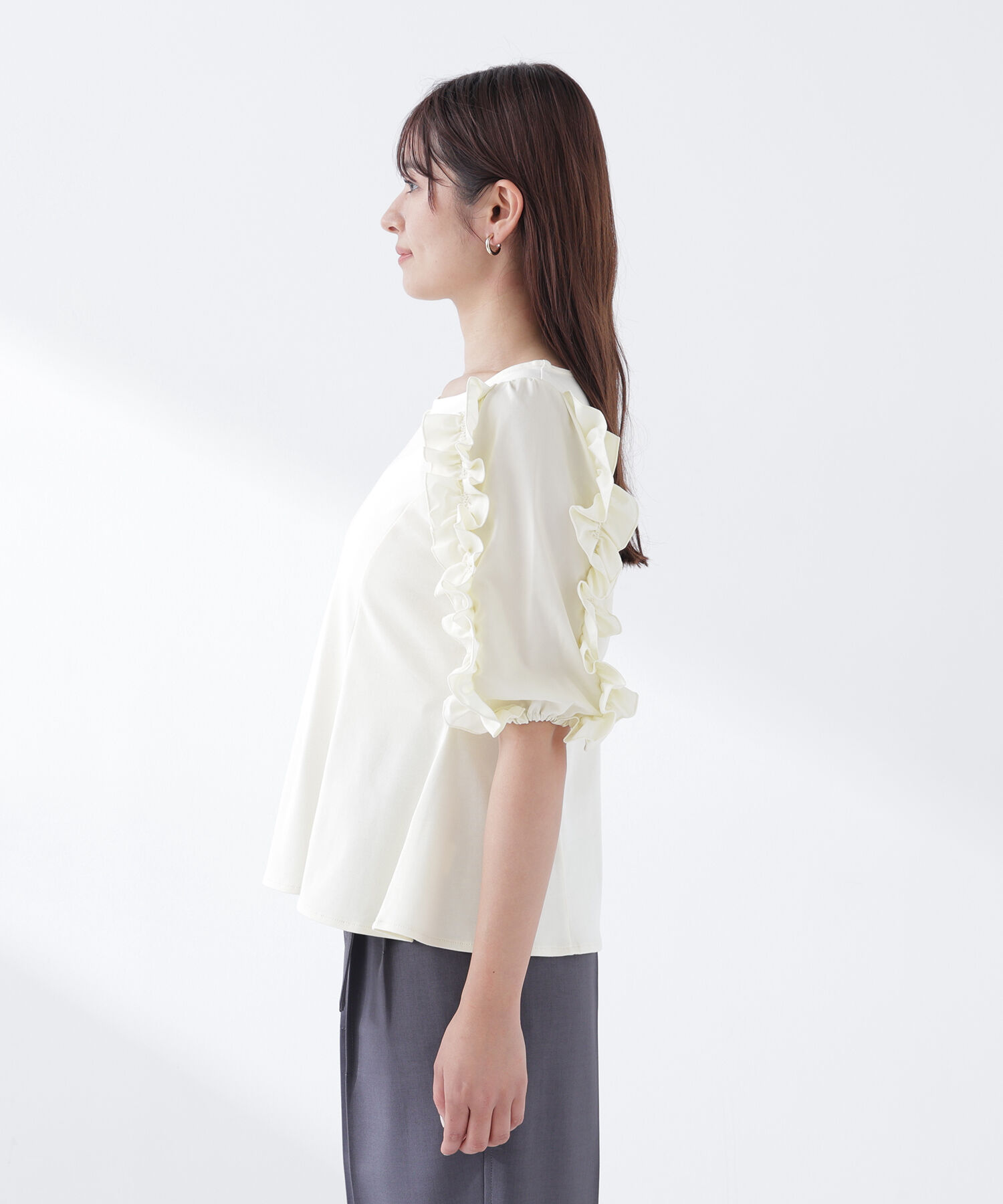  「フリルスリーブドッキングカットソー」|Tシャツ・カットソー|