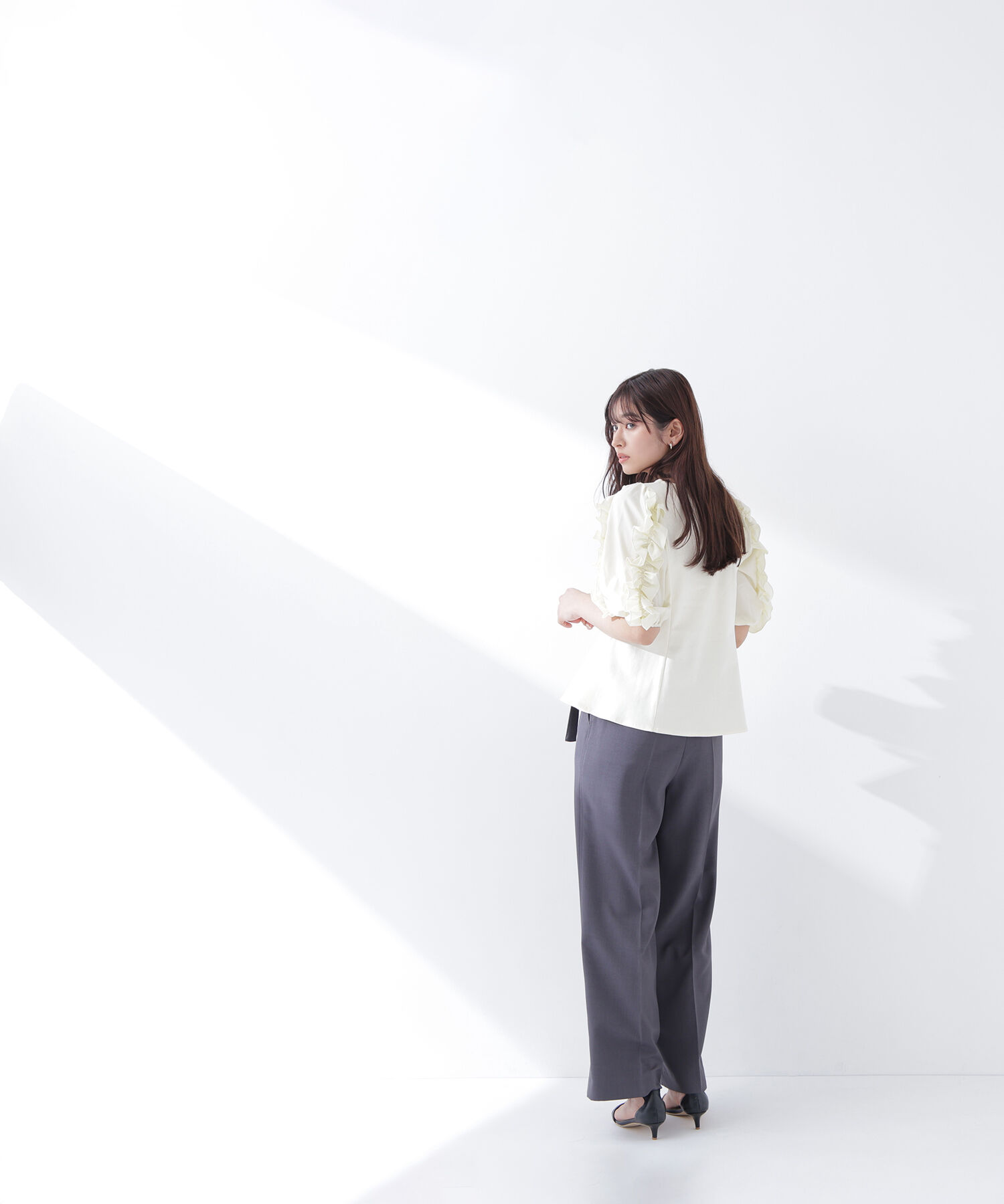  「フリルスリーブドッキングカットソー」|Tシャツ・カットソー|