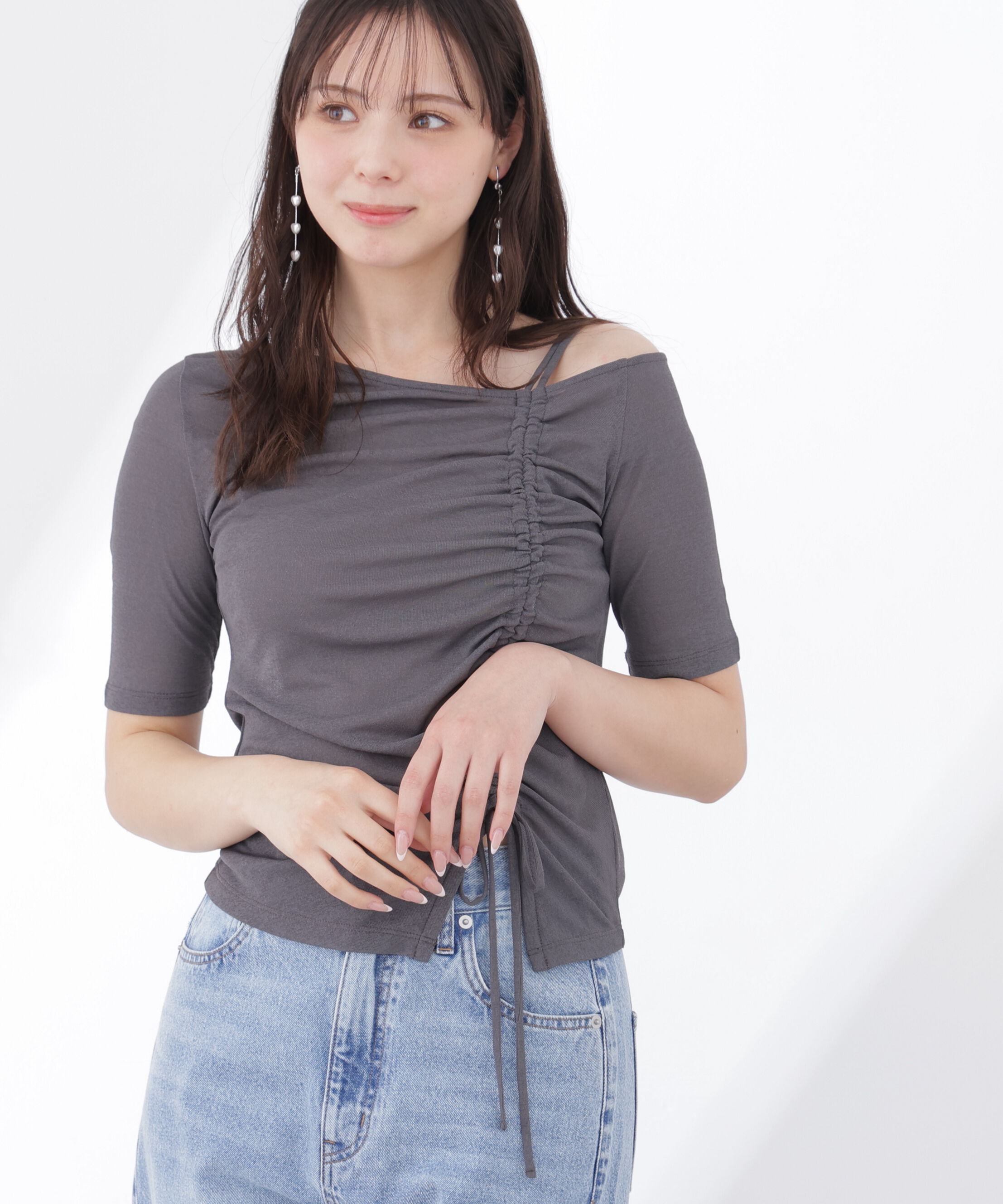 PROPORTION BODY DRESSING「〈a/mie〉アシメドロストカットソー26SS」|Tシャツ・カットソー|