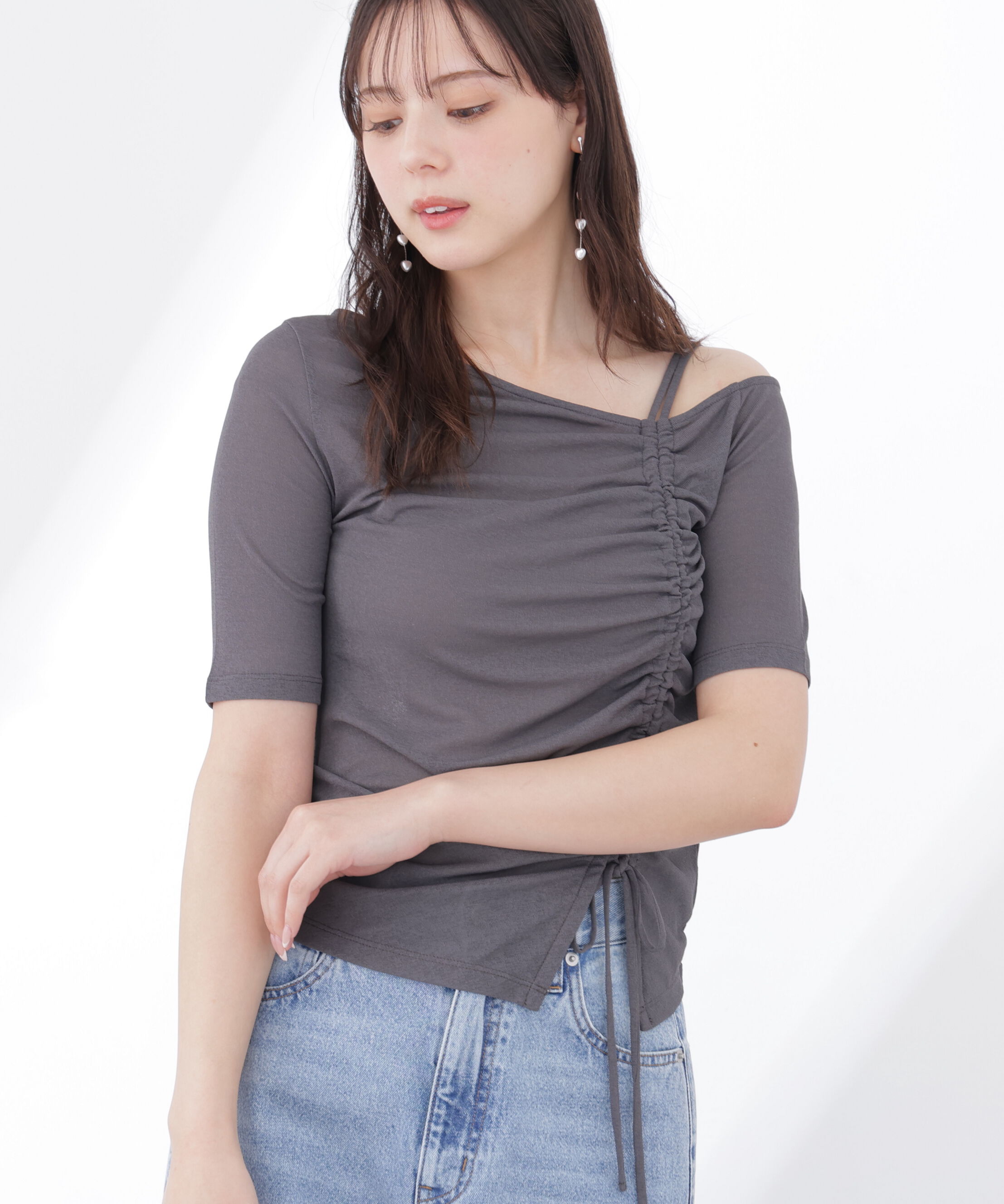 PROPORTION BODY DRESSING「〈a/mie〉アシメドロストカットソー26SS」|Tシャツ・カットソー|