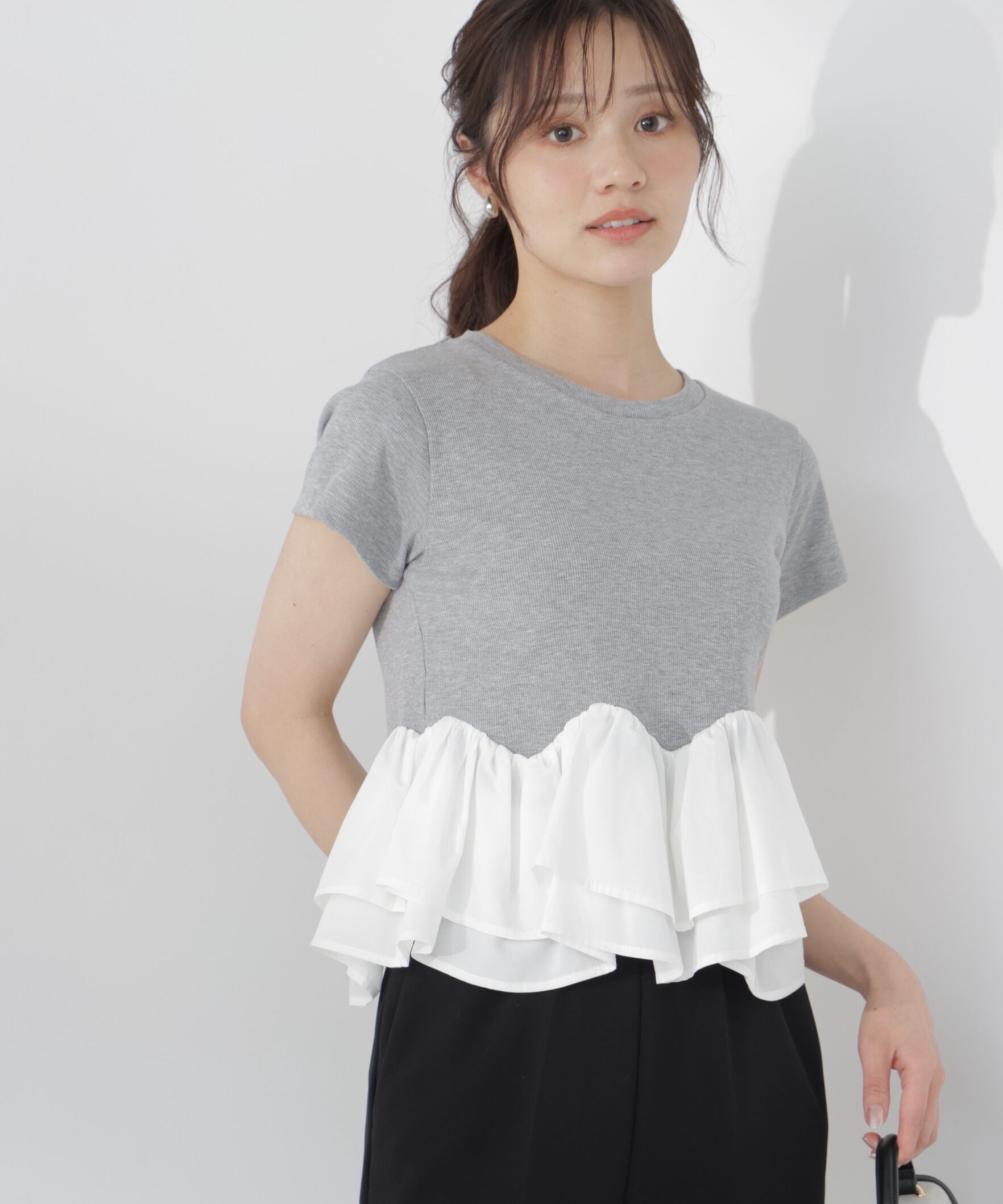 PROPORTION BODY DRESSING「〈a/mie〉ホイップフリルTシャツ」|Tシャツ・カットソー|