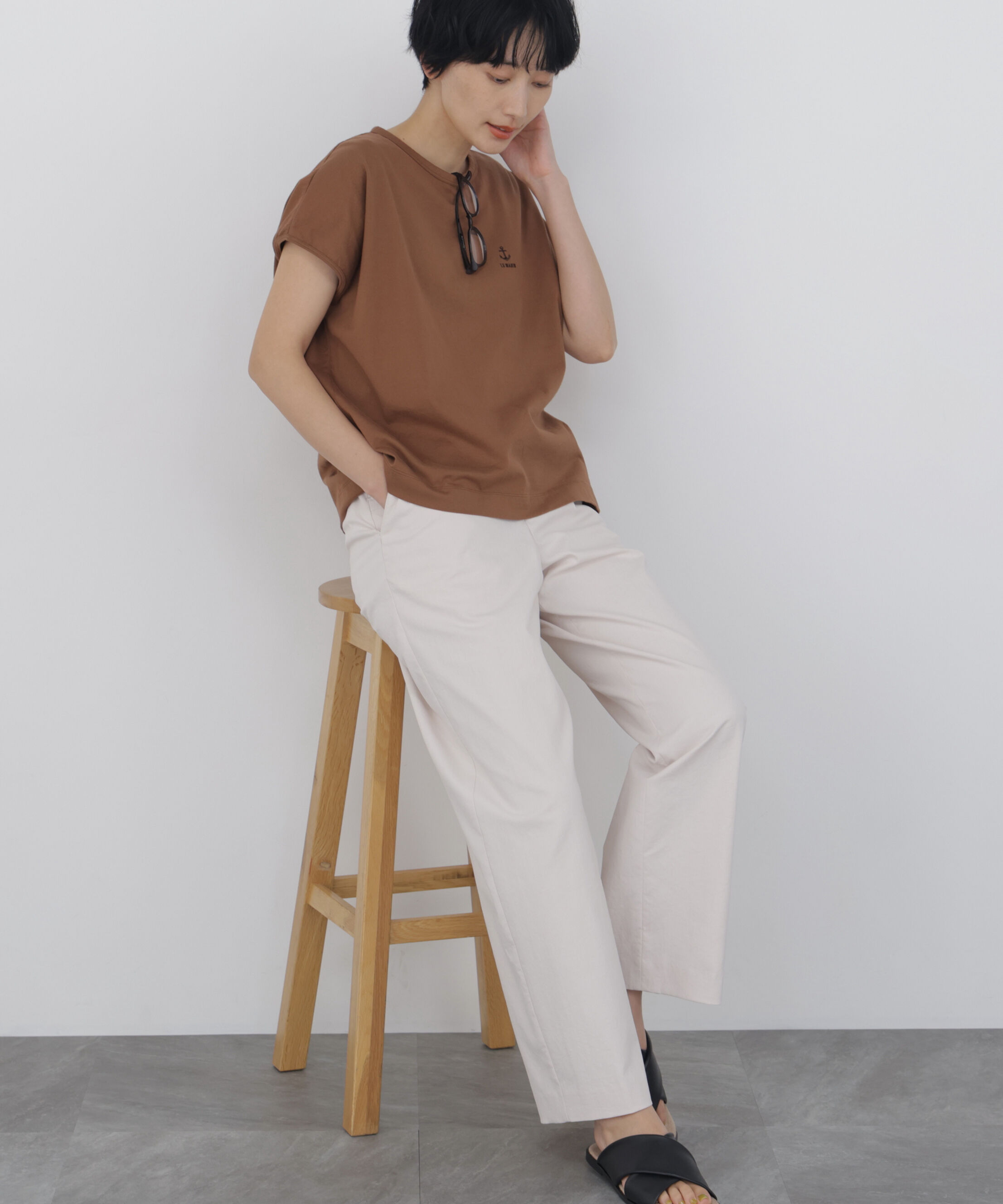 「◆刺繍ロゴＴシャツ」|Tシャツ・カットソー|ブラウン