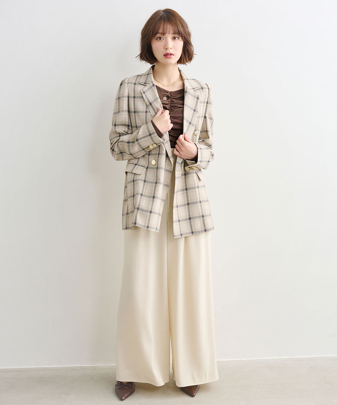 COCO DEAL「コルセットリブワイドパンツ」|スラックス|
