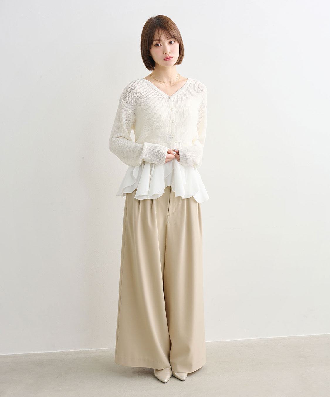 COCO DEAL「コルセットリブワイドパンツ」|スラックス|