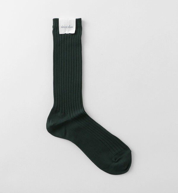 STEVEN ALAN「＜Steven Alan＞ ミドル ホーズ ドレス リブ ソックス」|ソックス|DK.GREEN