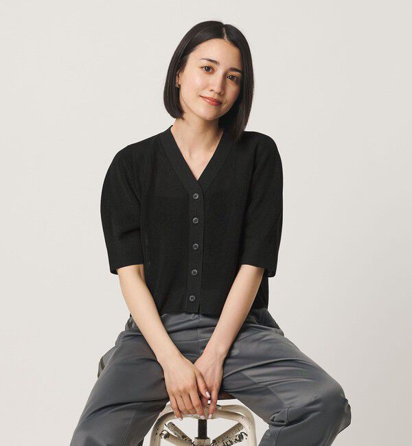 BEAUTY&YOUTH UNITED ARROWS「Vネック 畦ニット カーディガン ウォッシャブル」|カーディガン|BLACK