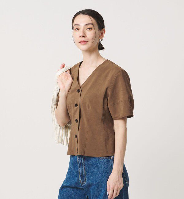 BEAUTY&YOUTH UNITED ARROWS「カーブスリーブ Vネック ブラウス UVカット 防シワ ウォッシャブル」|シャツ・ブラウス|