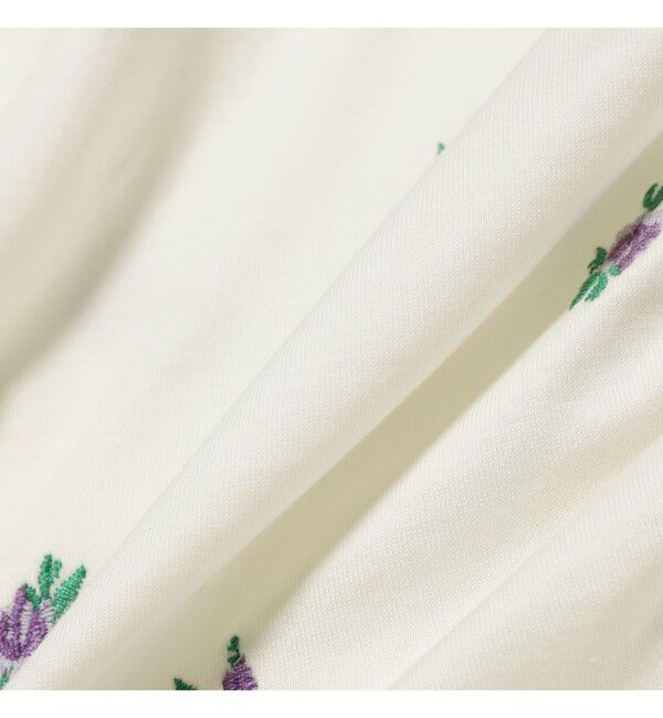 Ray BEAMS 「フラワー 刺繍 シャーリング Tシャツ　　26SS 花柄 洗える コンパクトTシャツ 」|Tシャツ・カットソー|