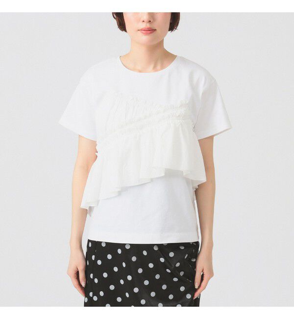 Ray BEAMS 「アシメ ギャザー フリル Tシャツ」|Tシャツ・カットソー|