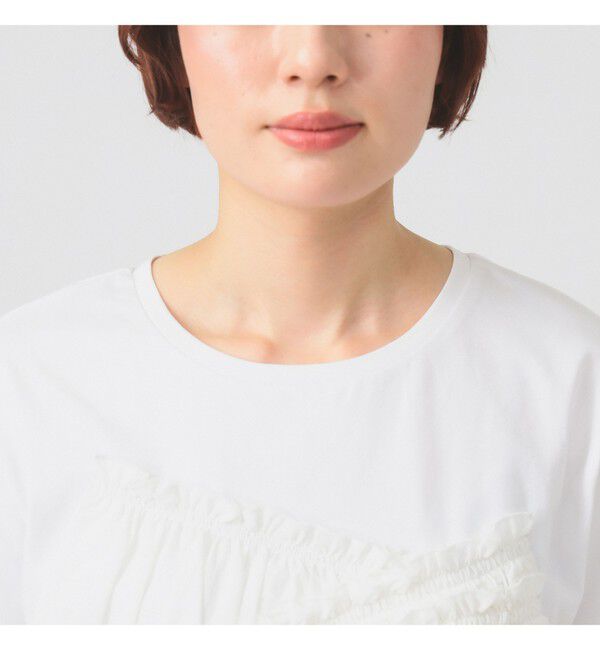 Ray BEAMS 「アシメ ギャザー フリル Tシャツ」|Tシャツ・カットソー|