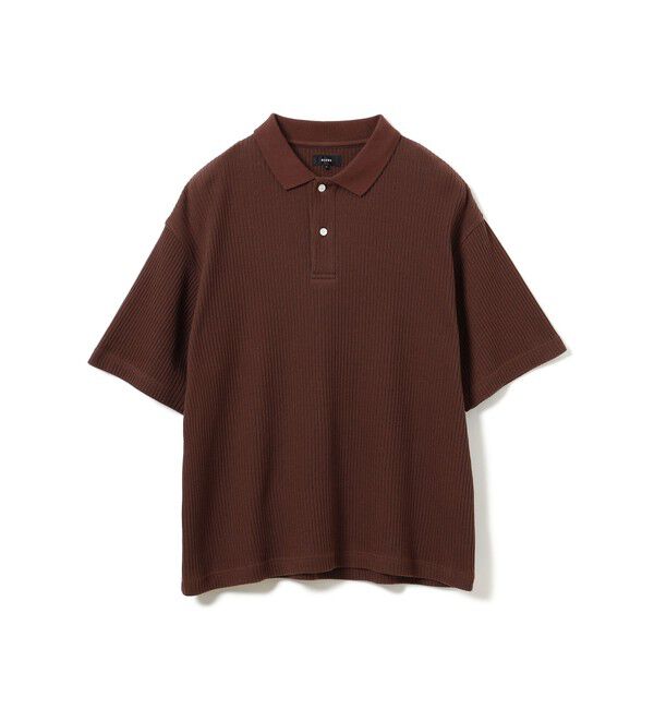BEAMS「ショート リブ ポロシャツ【ワイドショートフィット】」|ポロシャツ|BROWN