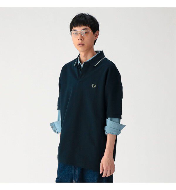 BEAMS「BEAMS｜【別注】FRED PERRY / Relaxed Fit Pique Polo Shirt｜ポロシャツ｜リラックスフィット」|ポロシャツ|NAVY