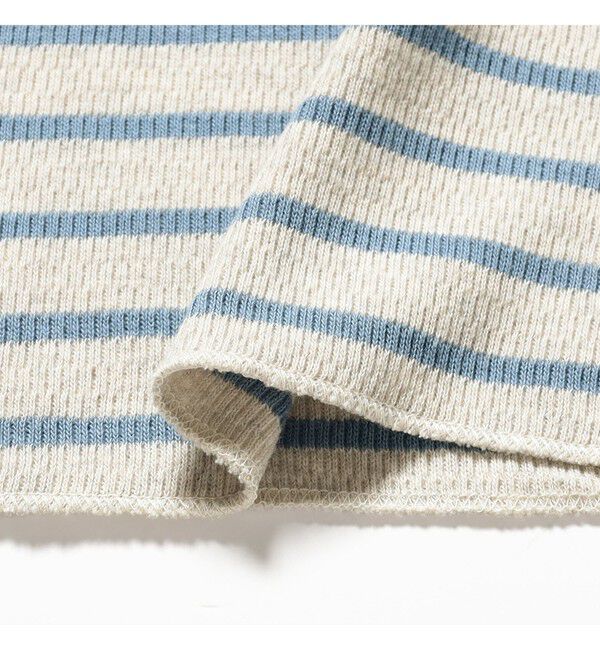 BEAMS PLUS「Healthknit / 別注 Honeycomb Thermal Henry Neck T-shirt Horizontal Stripe」|Tシャツ・カットソー|