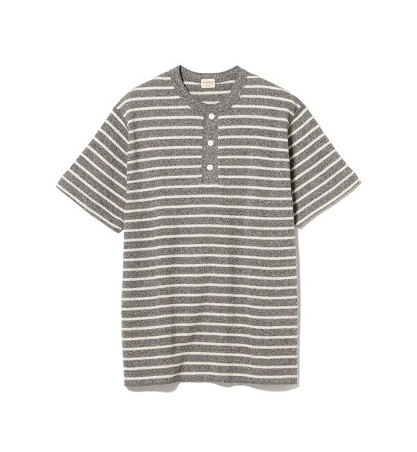 BEAMS PLUS「Healthknit / 別注 Honeycomb Thermal Henry Neck T-shirt Horizontal Stripe」|Tシャツ・カットソー|