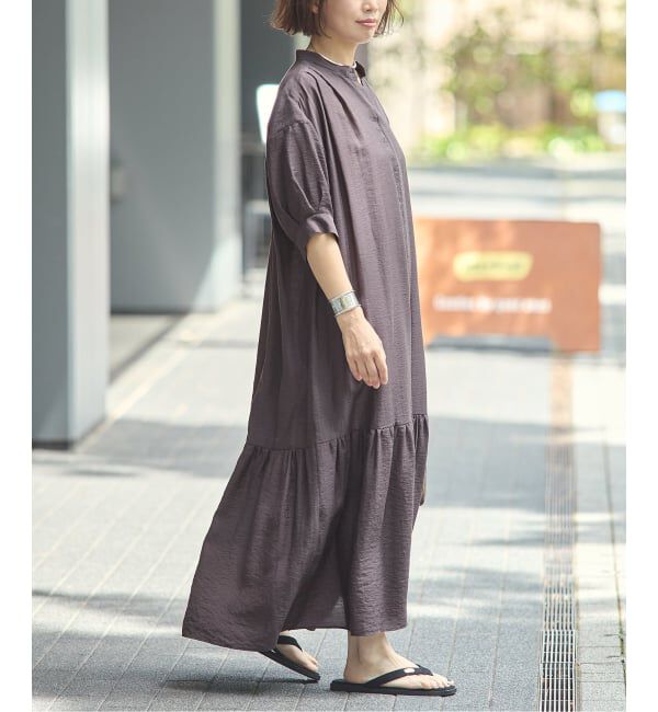 journal standard L'essage「《手洗い可》シアーシルクミックスタックワンピース」|ワンピース|