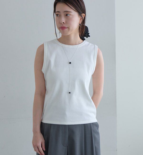  「リブコンパクトノースリーブ」|Tシャツ・カットソー|ホワイト