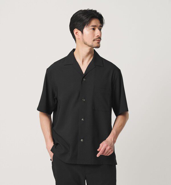 BEAUTY&YOUTH UNITED ARROWS「【WEB限定 WARDROBE SMART】 Reflax オープンカラー シャツ」|シャツ・ブラウス|BLACK