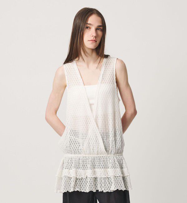 ATTISESSION「＜ATTISESSION＞レース カシュクール ブラウス」|Tシャツ・カットソー|OFF WHITE