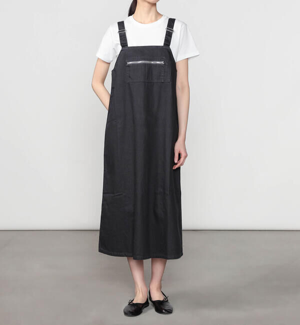 DANTON「DANTON | ドリル サロペットスカート WOMEN」|スカート|BLACK