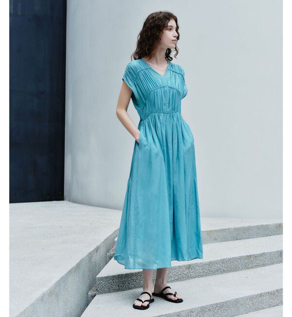 UNITED ARROWS green label relaxing「ティアード ギャザー ワンピース」|ワンピース|LT.BLUE
