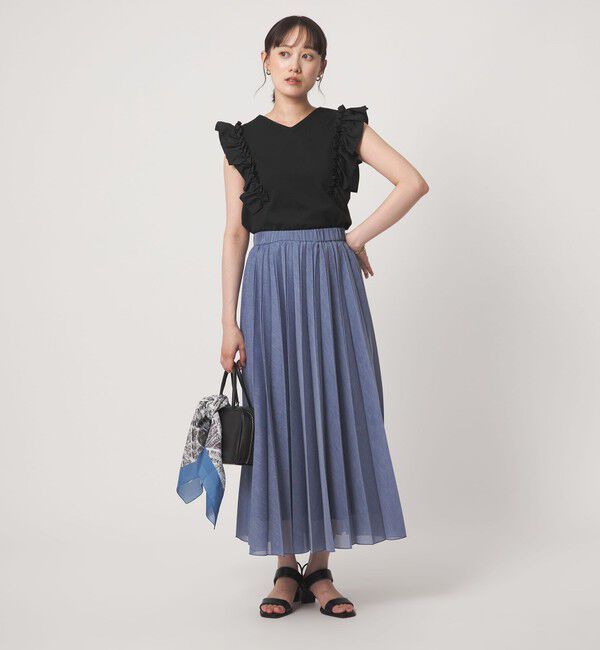 UNITED ARROWS green label relaxing「フリルドッキング ノースリーブ ニット ウォッシャブル」|ニット・セーター|