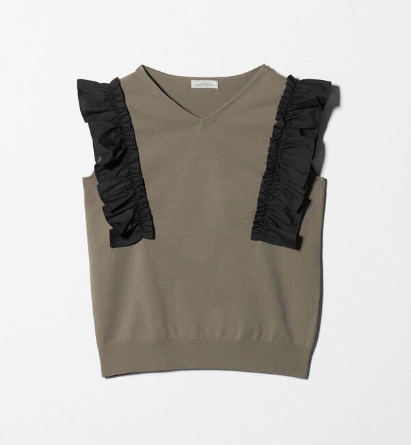 UNITED ARROWS green label relaxing「フリルドッキング ノースリーブ ニット ウォッシャブル」|ニット・セーター|