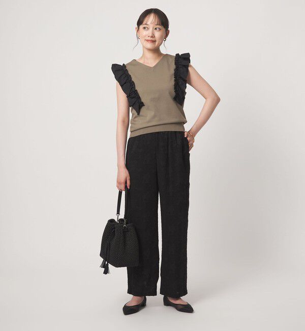UNITED ARROWS green label relaxing「フリルドッキング ノースリーブ ニット ウォッシャブル」|ニット・セーター|