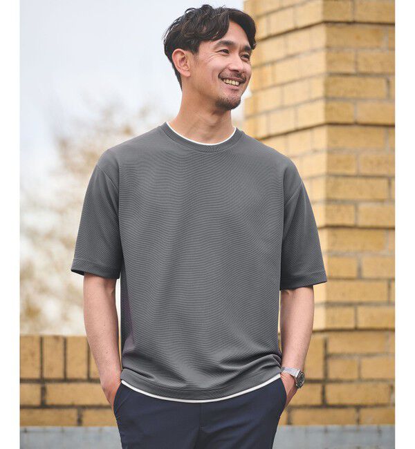 UNITED ARROWS green label relaxing「【WEB限定】JUST fit フェイクレイヤード Tシャツ カットソー -吸水速乾・抗菌-」|Tシャツ・カットソー|DK.GRAY