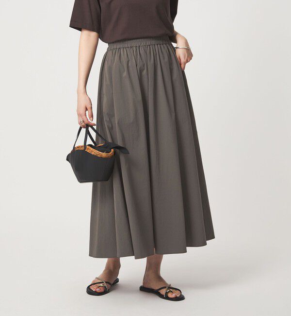 UNITED ARROWS green label relaxing「WONDER CLOTH ボリューム スカート マシンウォッシャブル ストレッチ 接触冷感 吸水速乾」|フレア|DK.GRAY