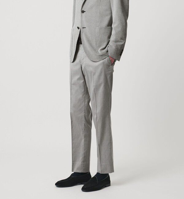 UNITED ARROWS「クールモーション ツイル サイドエクステンド ノープリーツ スラックス COMFORT EASY‐MODEL 接触冷感 吸水」|スラックス|MD.GRAY
