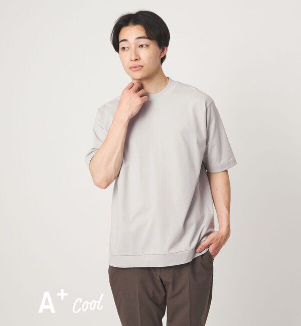 UNITED ARROWS green label relaxing「A+ COOL ビズ クルーネック カットソー Tシャツ -接触冷感・吸水速乾-」|Tシャツ・カットソー|LT.GRAY