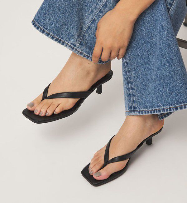UNITED ARROWS green label relaxing「ヒール トングサンダル」|サンダル|BLACK