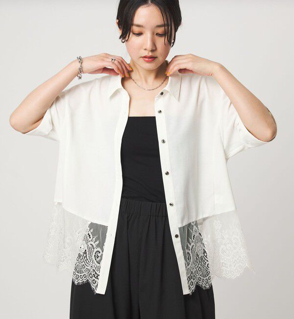 UNITED ARROWS green label relaxing「【WEB限定】＜at ease＞スソ レース ブラウス UVカット 通気性」|シャツ・ブラウス|