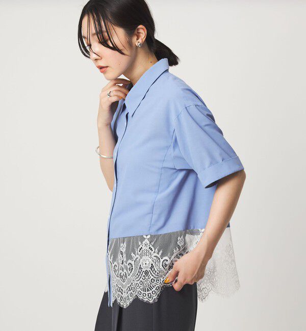 UNITED ARROWS green label relaxing「【WEB限定】＜at ease＞スソ レース ブラウス UVカット 通気性」|シャツ・ブラウス|