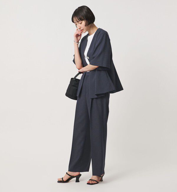 UNITED ARROWS「Spiree ストライプ ワイドパンツ ‐ウォッシャブル‐」|スラックス|