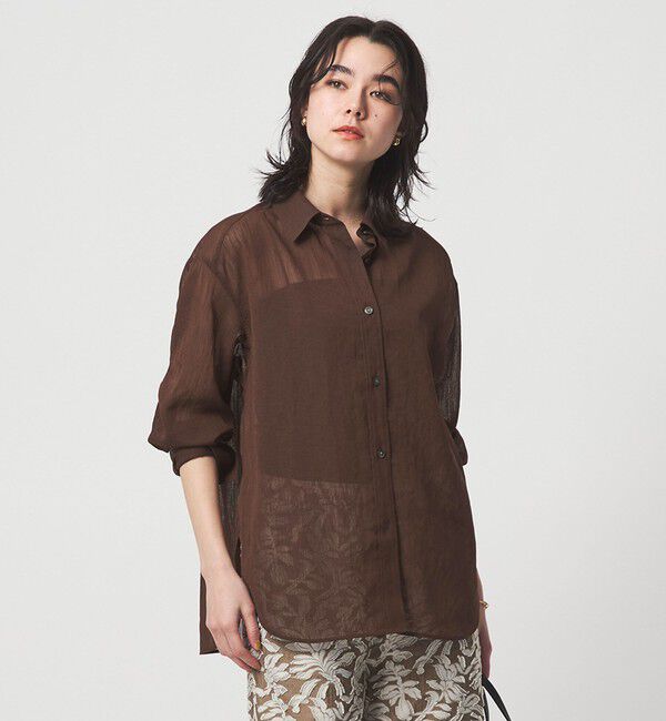 UNITED ARROWS green label relaxing「［size SHORTあり］ラミーライク ロングスリーブシャツ 通気性」|シャツ・ブラウス|