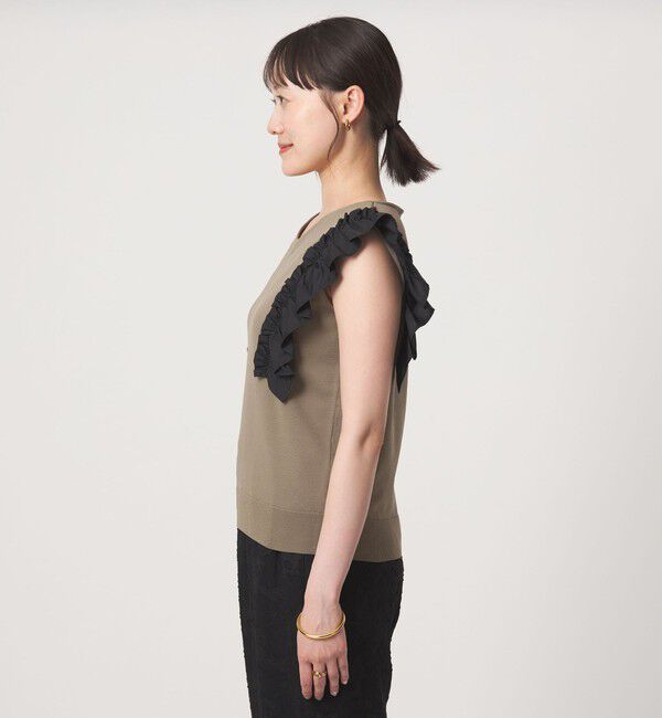 UNITED ARROWS green label relaxing「フリルドッキング ノースリーブ ニット ウォッシャブル」|ニット・セーター|