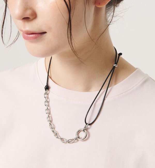 BEAUTY&YOUTH UNITED ARROWS「コード&times;メタルチェーン コンビ チョーカー ネックレス」|ネックレス|BLACK