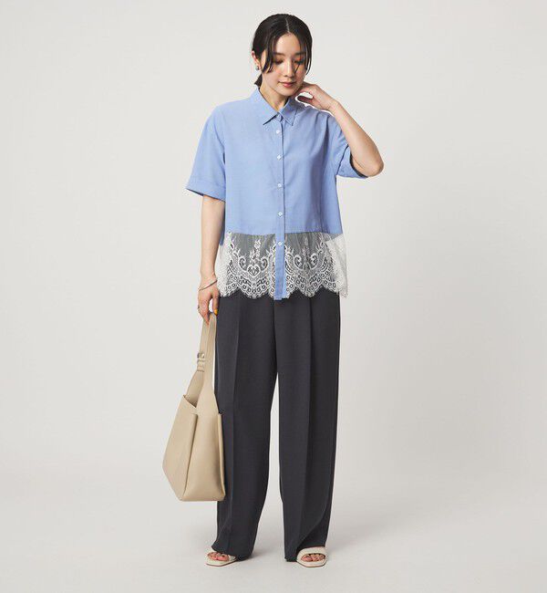 UNITED ARROWS green label relaxing「【WEB限定】＜at ease＞スソ レース ブラウス UVカット 通気性」|シャツ・ブラウス|