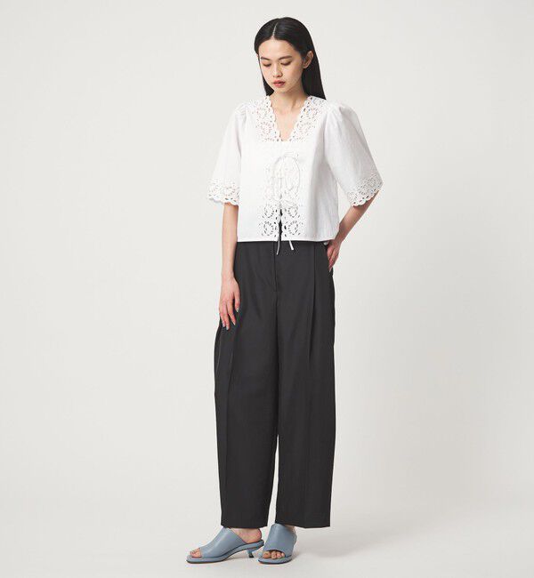 EMMEL REFINES「＜EMMEL REFINES＞EM カットワーク刺しゅう ショートスリーブ ブラウス」|シャツ・ブラウス|
