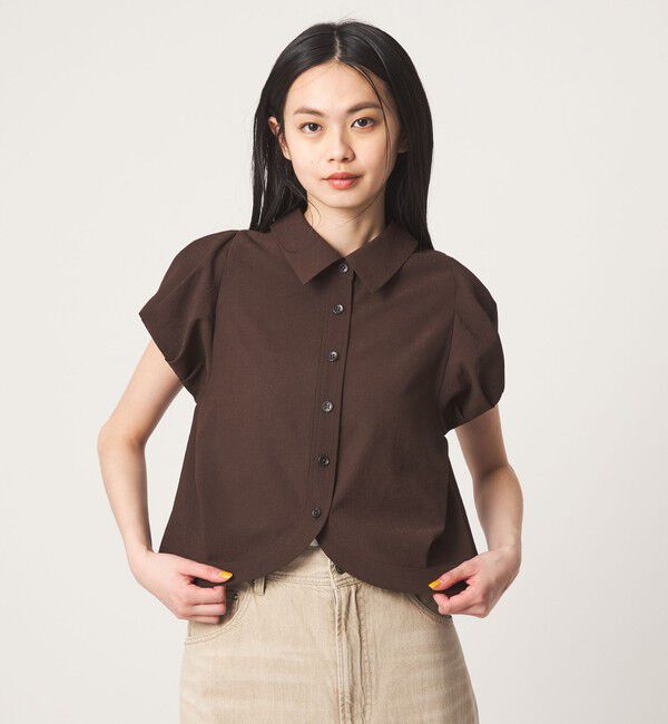 EMMEL REFINES「＜EMMEL REFINES＞EM MW スソカーブ パフスリーブ シャツ」|シャツ・ブラウス|DK.BROWN
