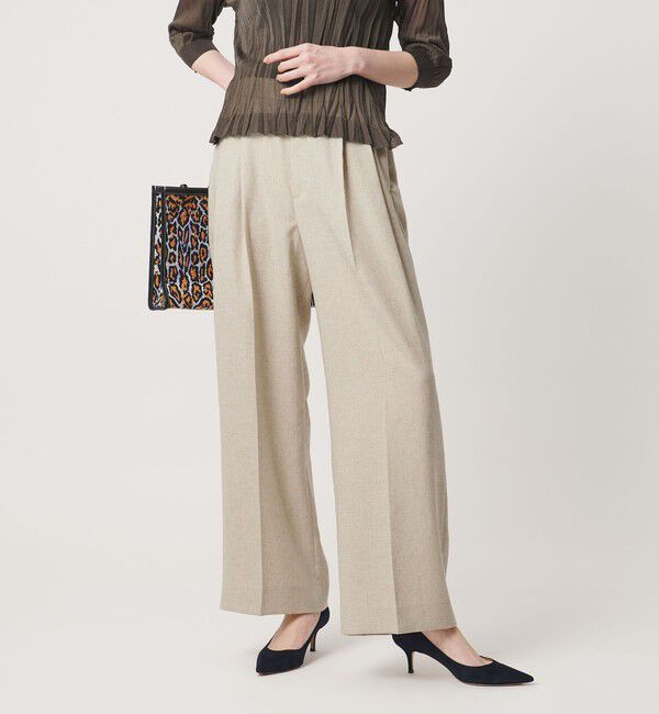 UNITED ARROWS「Spiree IAS 2タック ワイドパンツ ‐UVカット 接触冷感 ウォッシャブル‐」|スラックス|NATURAL
